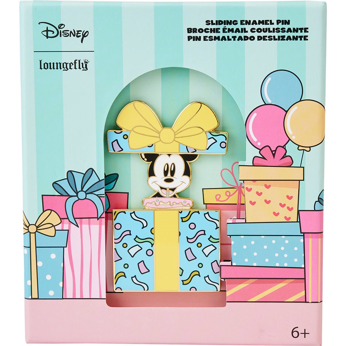 Loungefly Disney Mickey Mouse Birthday Present Surprise 3-Inch Collector Box Pin