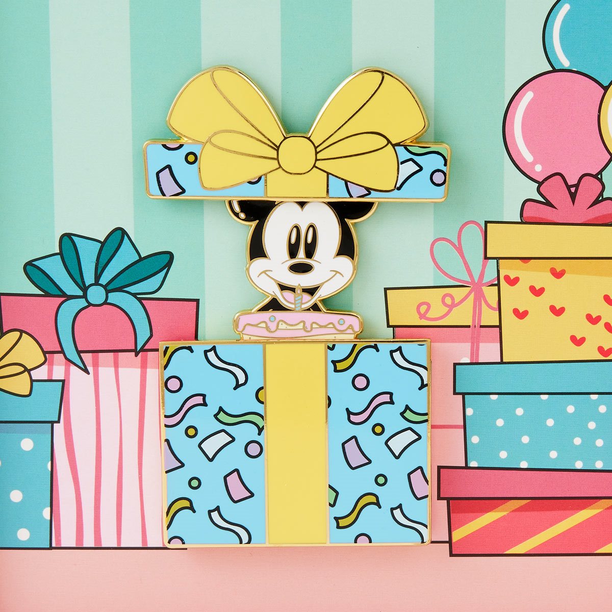 Loungefly Disney Mickey Mouse Birthday Present Surprise 3-Inch Collector Box Pin