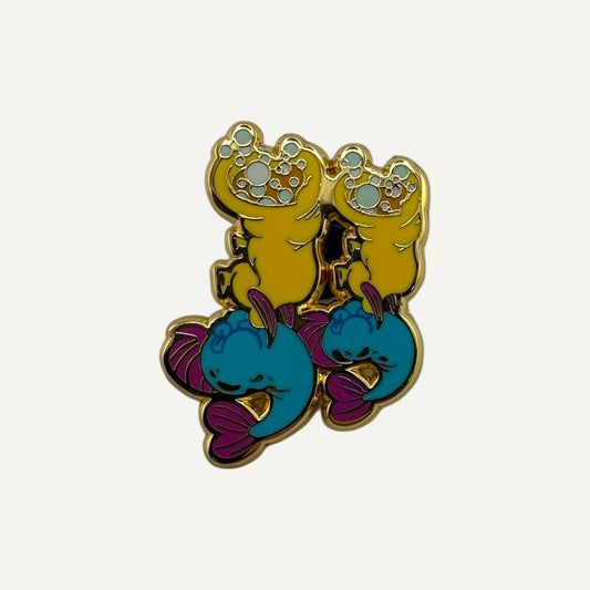 Little Mermaid Under the Sea - Blue Bass Playing Brass Pin