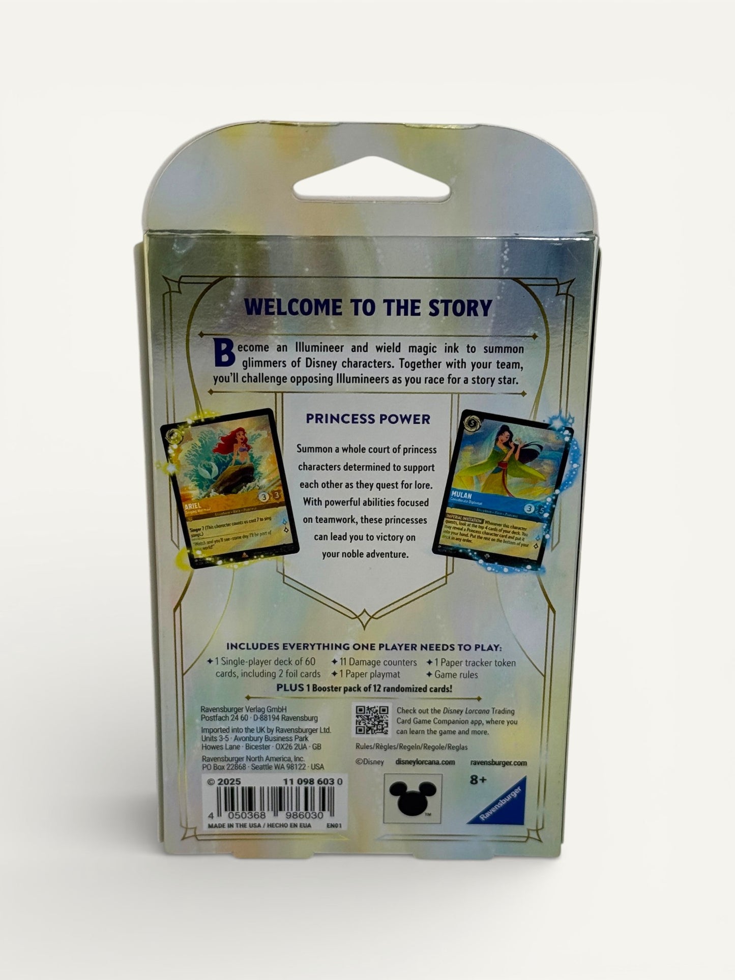 Disney Lorcana “Fabled” Single-Player Starter Deck – Ariel & Mulan Trading Card Game with Bonus Booster Pack