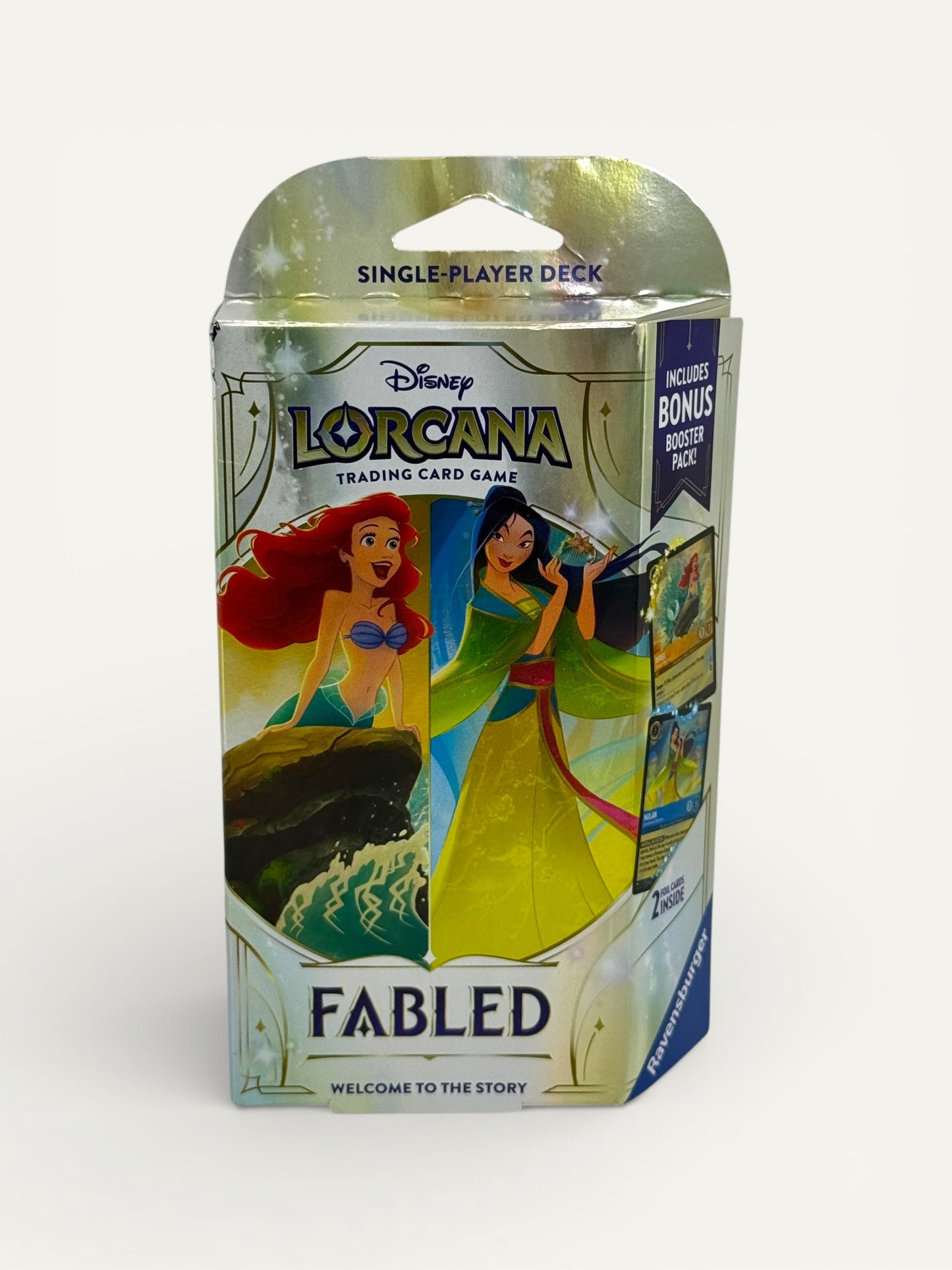Disney Lorcana “Fabled” Single-Player Starter Deck – Ariel & Mulan Trading Card Game with Bonus Booster Pack