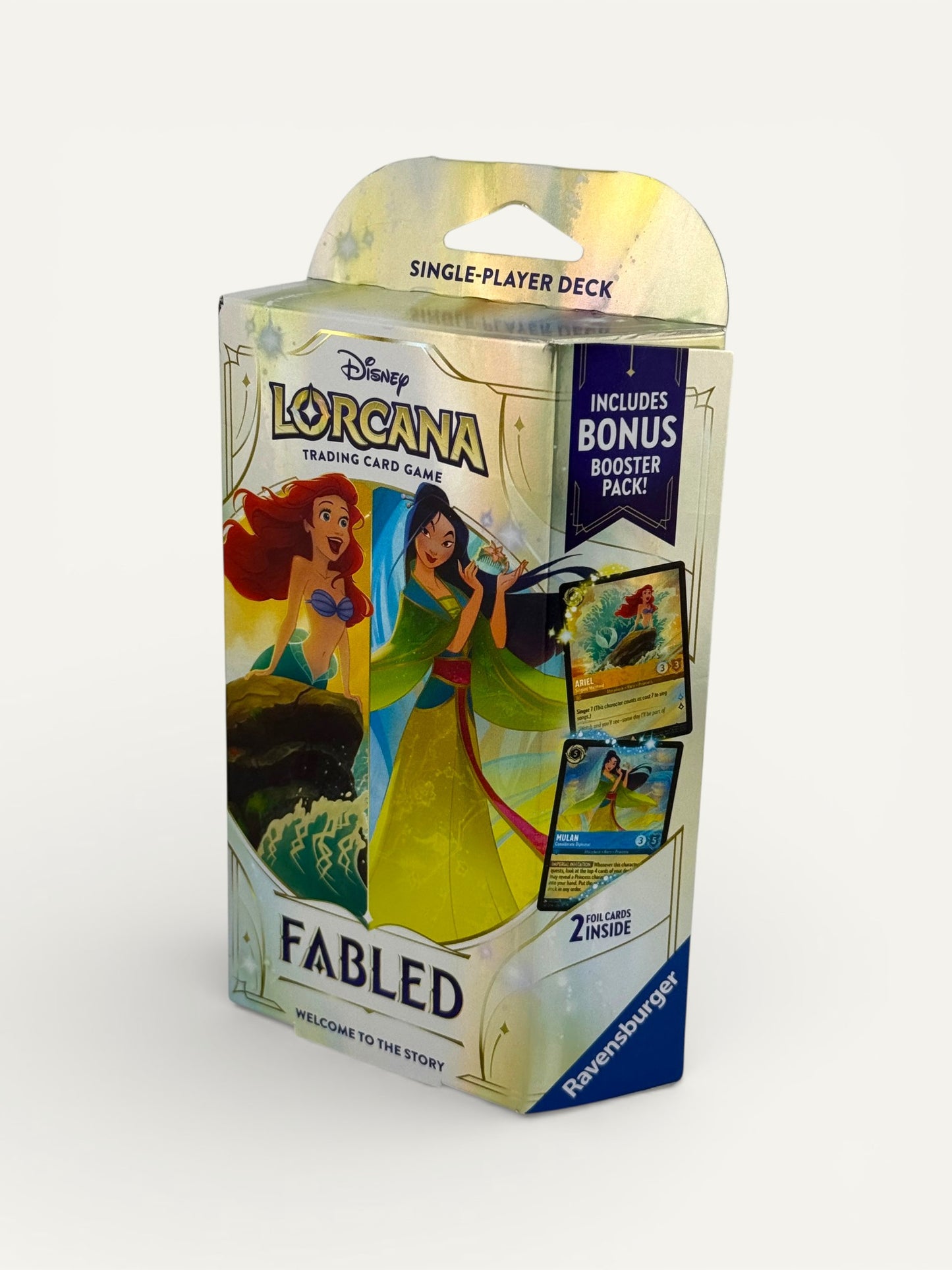 Disney Lorcana “Fabled” Single-Player Starter Deck – Ariel & Mulan Trading Card Game with Bonus Booster Pack