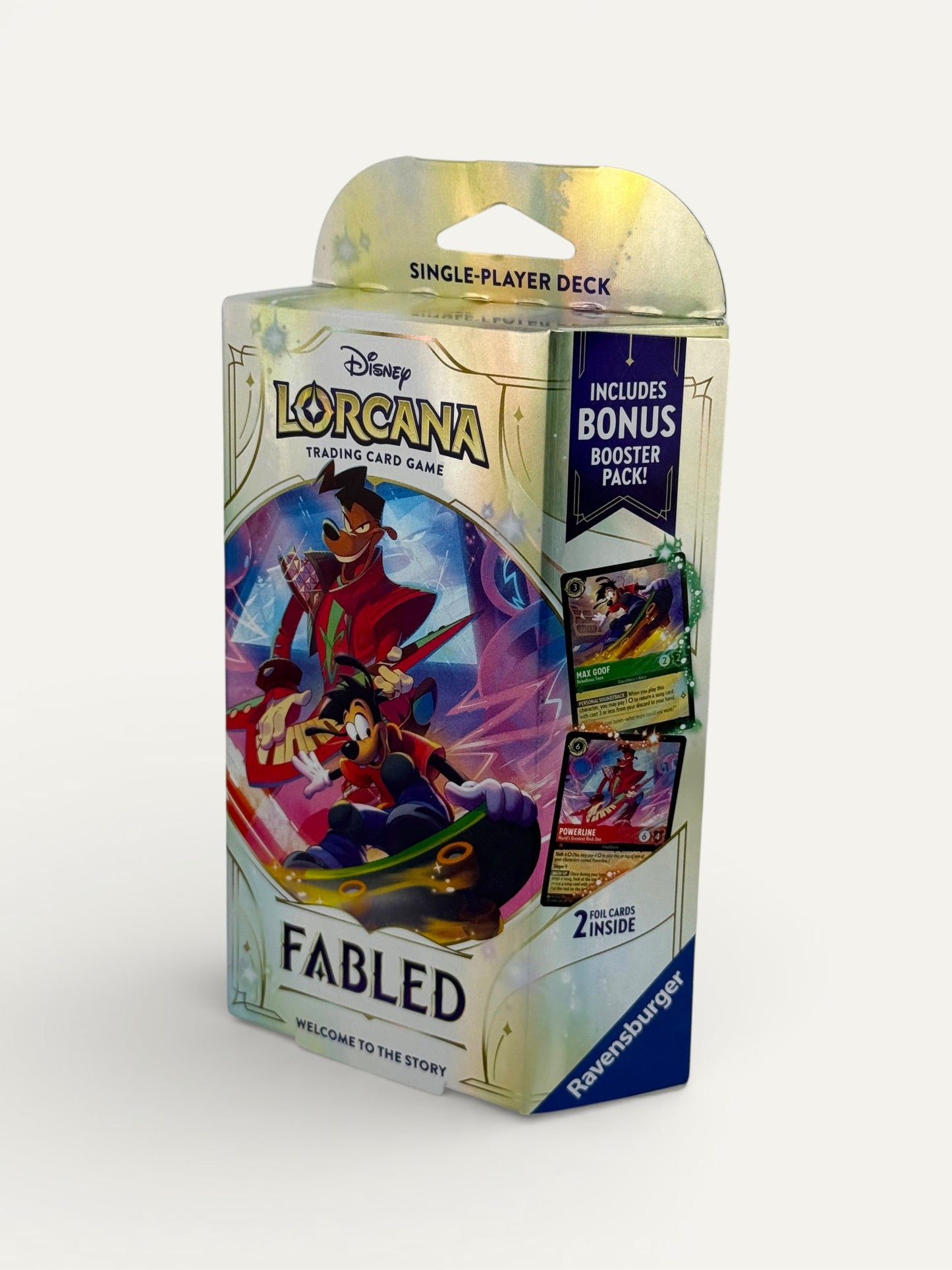 Disney Lorcana “Fabled” Single-Player Starter Deck – Max Goof & Powerline with Bonus Booster Pack