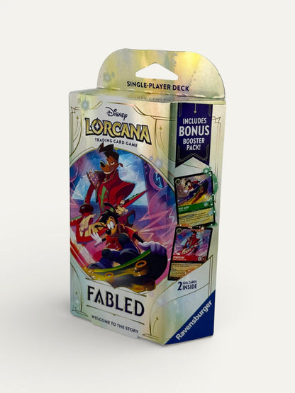 Disney Lorcana “Fabled” Single-Player Starter Deck – Max Goof & Powerline with Bonus Booster Pack