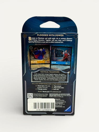 Disney Lorcana “Rise of the Floodborn” Starter Deck – The Queen & Gaston (Amber & Sapphire Ink)