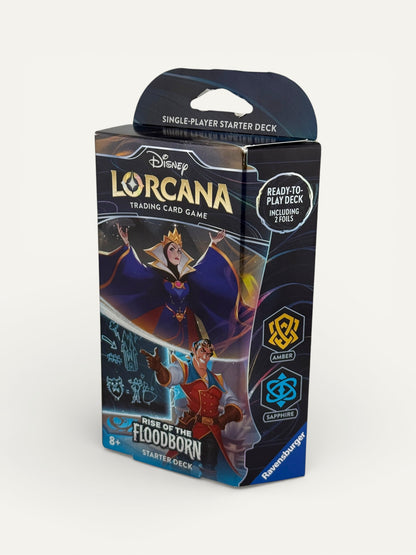 Disney Lorcana “Rise of the Floodborn” Starter Deck – The Queen & Gaston (Amber & Sapphire Ink)